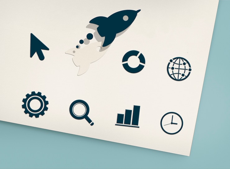 Foto gratuito sviluppo dell'innovazione rocket graphic concept