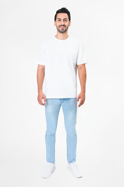 T-shirt bianca da uomo basic wear full body