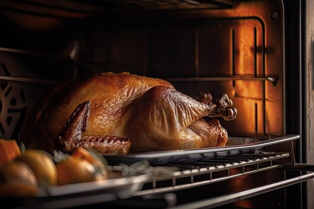 Tacchino del Ringraziamento al forno per il giorno del Ringraziamento o la cena di Natale AI generativa