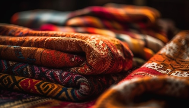 Tappeto in lana intrecciata con vibrante motivo multicolore generativo AI
