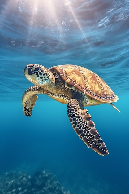 Tartarughe che nuotano nell'oceano