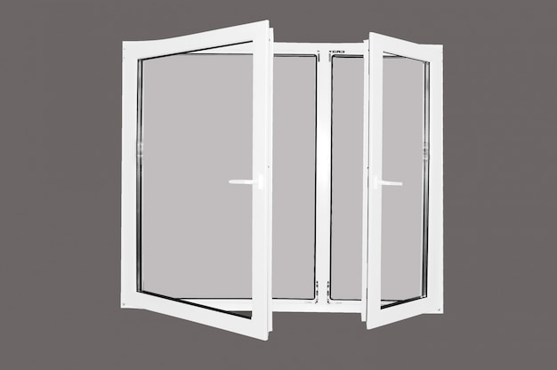 telaio della finestra con sfondo grigio