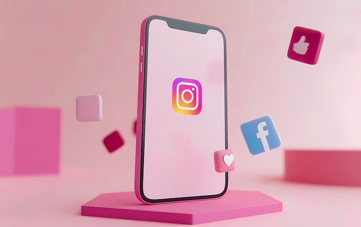 Foto gratuito telefone realistico in studio concetto di social media