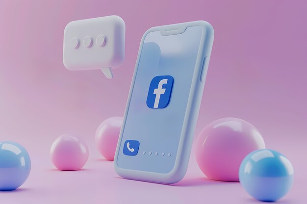 Telefone realistico in studio concetto di social media