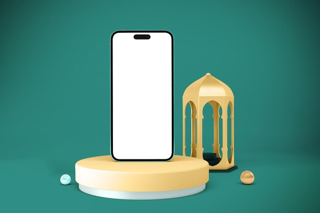 Telefono Ramadan e lato anteriore della lanterna