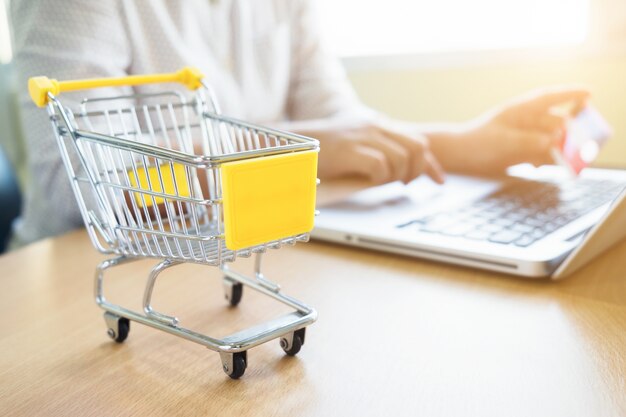 Tema di affari internet shopping online e consegna concetto