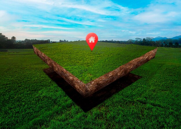 Terreno con paesaggio naturale e segnaposto