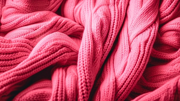 Texture di panno rosa di lana lavorato a maglia AI generativo