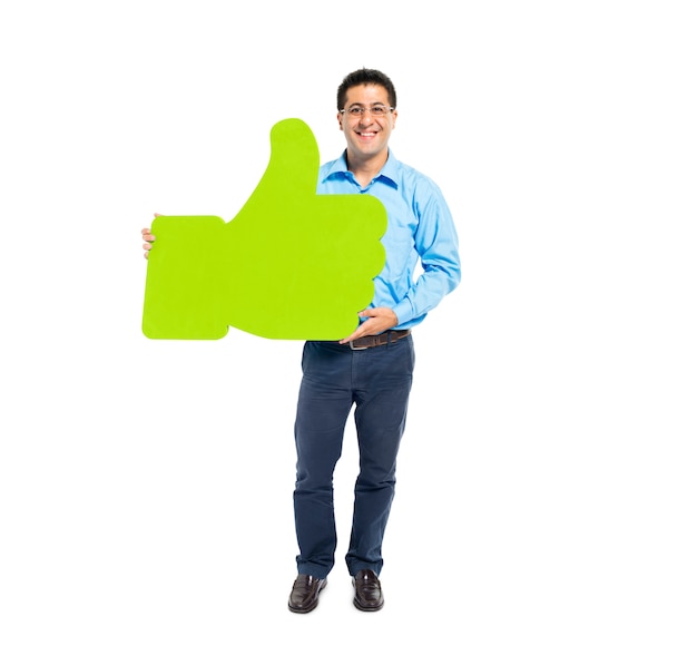 Thumbs Up Symbol Holding dell&#39;uomo