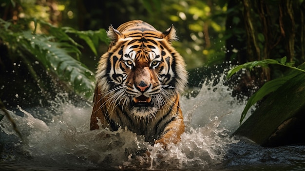 Tigre feroce in acqua