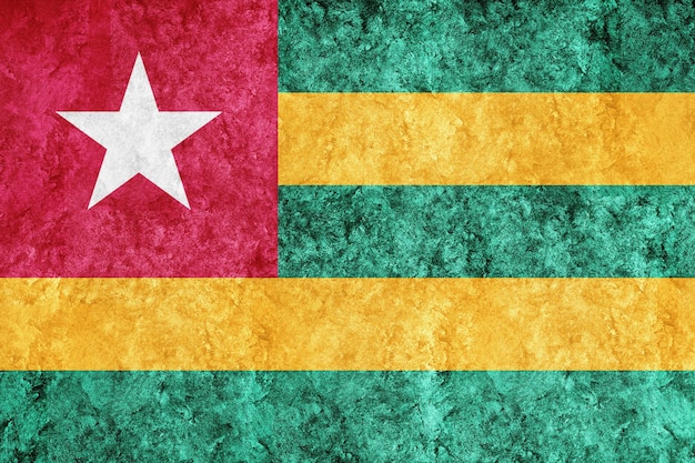 Togo bandiera metallica, bandiera strutturata, bandiera del grunge