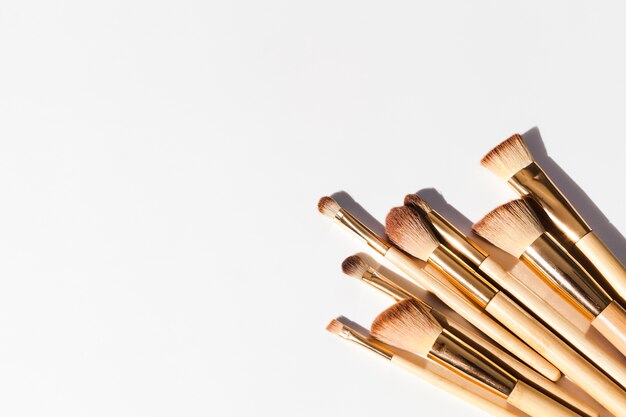 Top view make up brushes