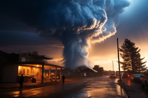Tornado estremo vicino alle case