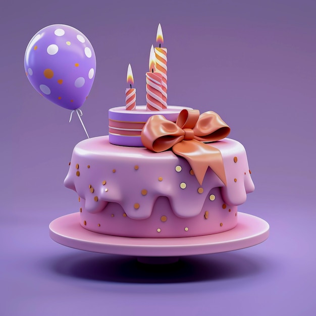 Torta 3d con palloncino e candele