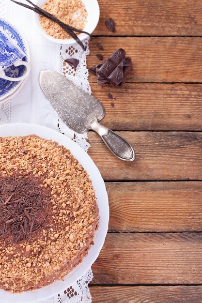 Torta al cioccolato visto dall&#39;alto