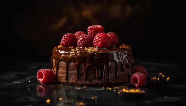 Torta di frutti di bosco fatta in casa appena sfornata su legno rustico generato da AI