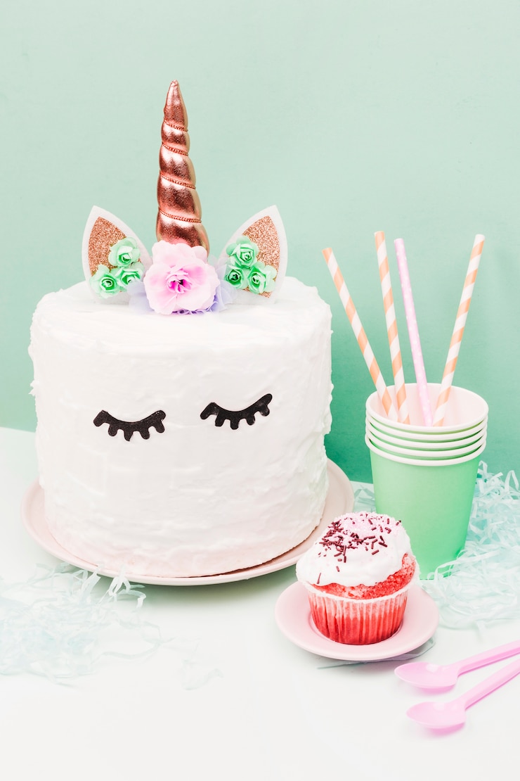 Foto gratuito torta di unicorno