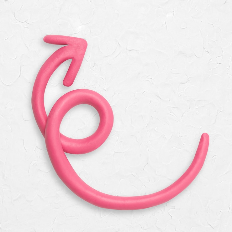 Foto gratuito trama di argilla freccia rosa che punta a destra grafica artigianale per bambini