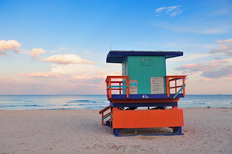 Foto gratuito tramonto di miami south beach