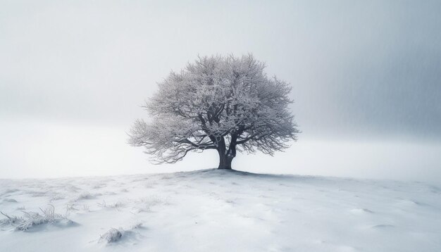 Tranquilla foresta invernale pini innevati generati dall'intelligenza artificiale