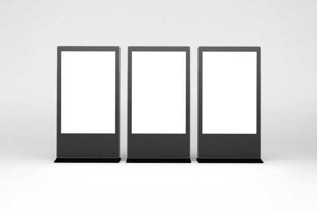 Tre display di segnaletica digitale