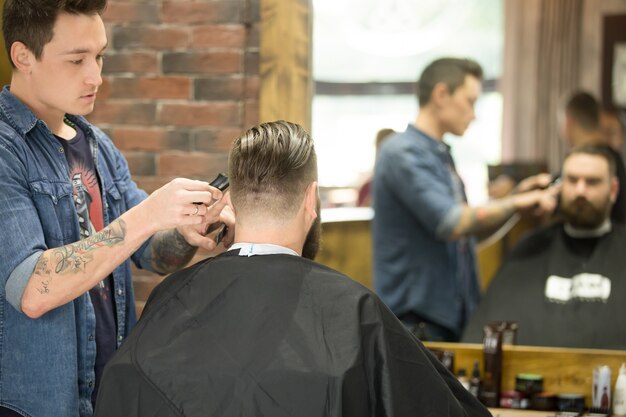 Trendy haircut in barbiere