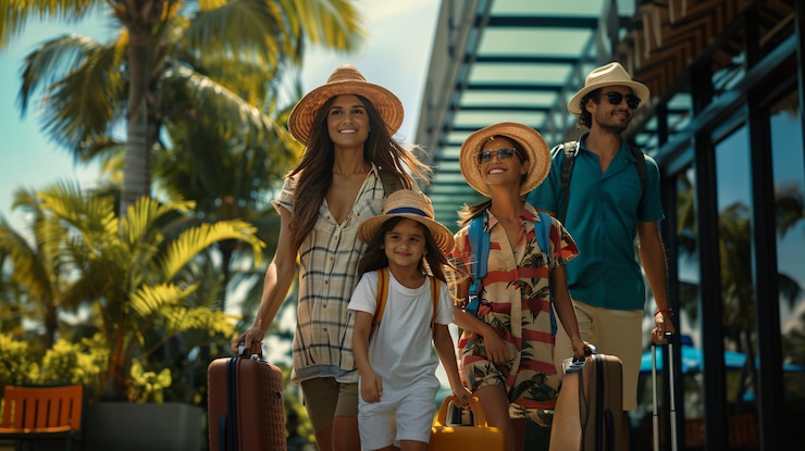 Foto gratuito turisti che trasportano bagagli