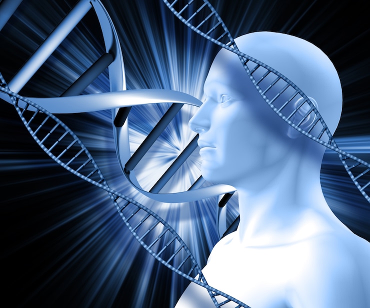 Foto gratuito umana circondata da dna