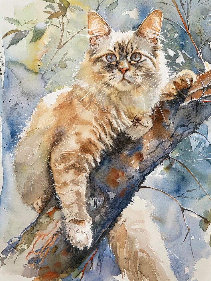 Foto gratuito un'adorabile illustrazione ad acquerello di gatto