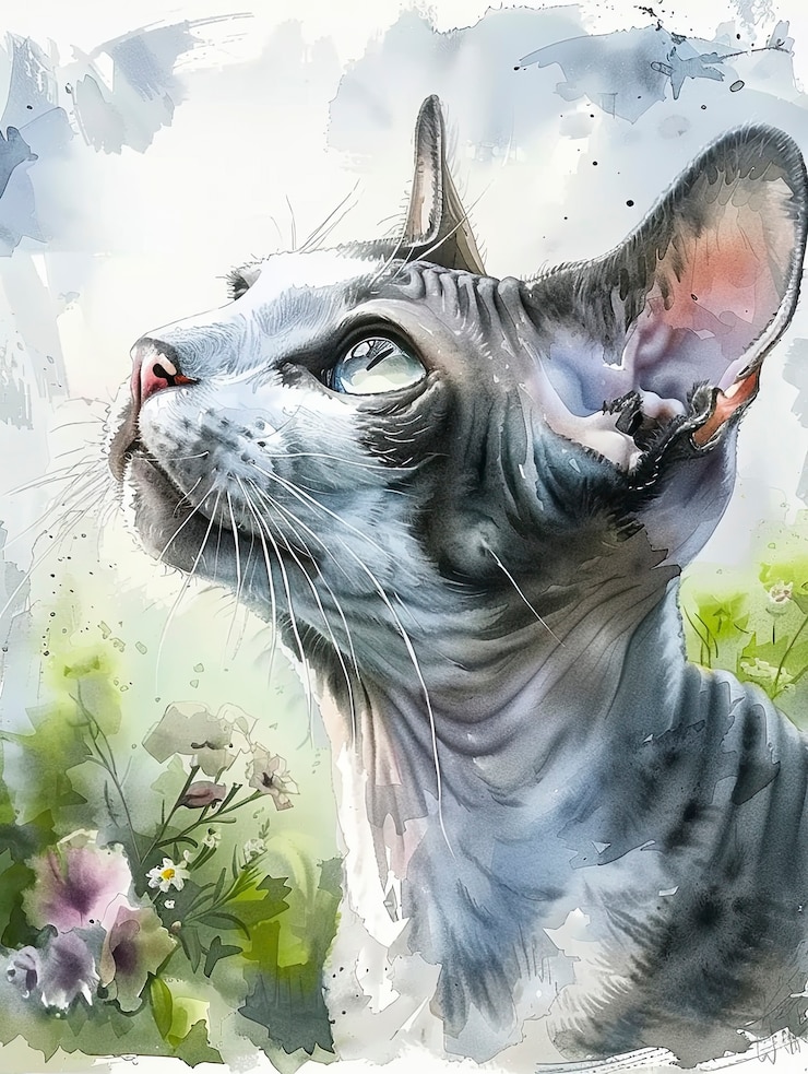 Foto gratuito un'adorabile illustrazione ad acquerello di gatto