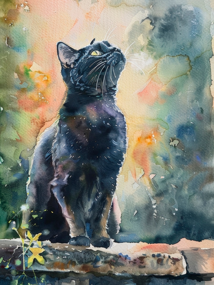 Foto gratuito un'adorabile illustrazione ad acquerello di gatto