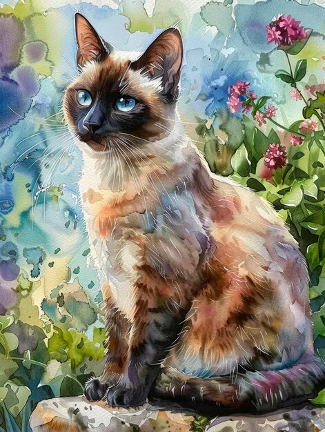 Un'adorabile illustrazione ad acquerello di gatto