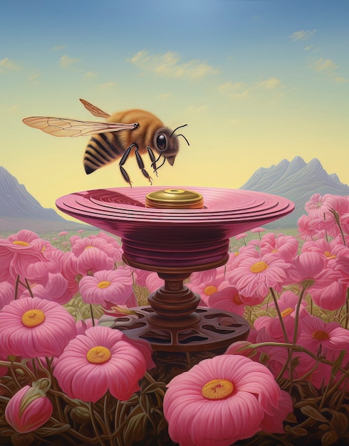 Un'ape in stile fantasia in natura