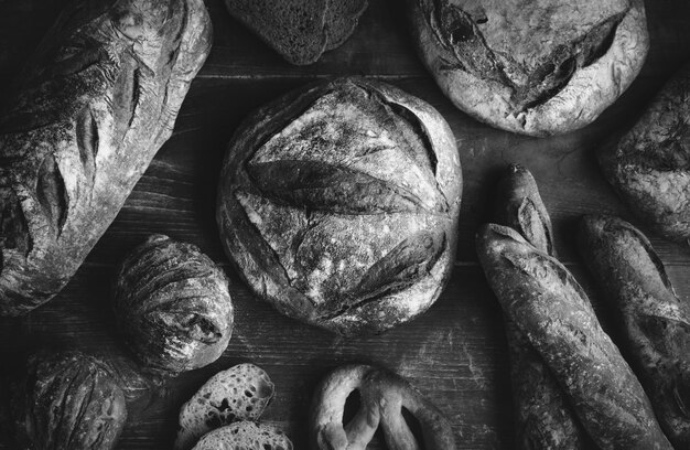 Un assortimento di pagnotte di pane idee per ricette di fotografia di cibo