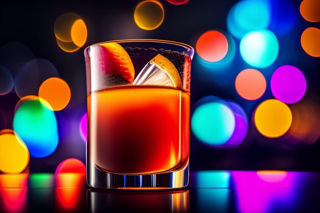 Un bicchiere di cocktail con una fetta d'arancia sul bordo