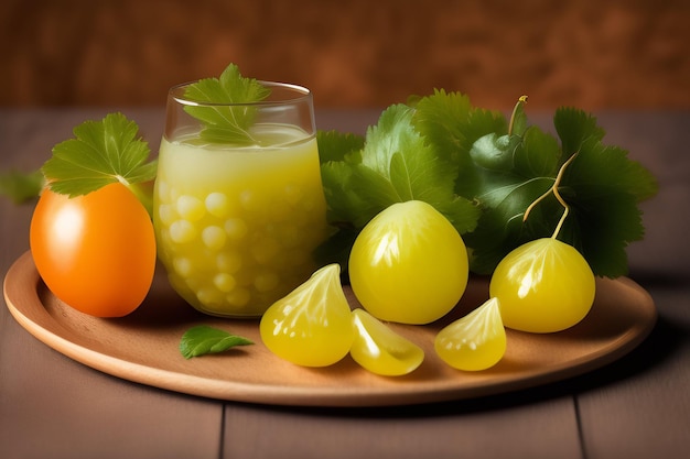 Un bicchiere di succo d'uva e un bicchiere di succo di pompelmo