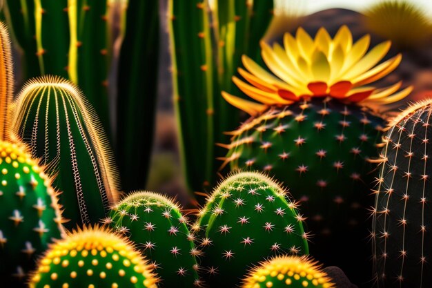 Un cactus con sopra un fiore