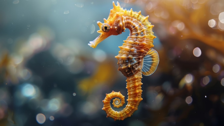 Foto gratuito un cavalluccio marino realistico nell'ambiente sottomarino selvaggio