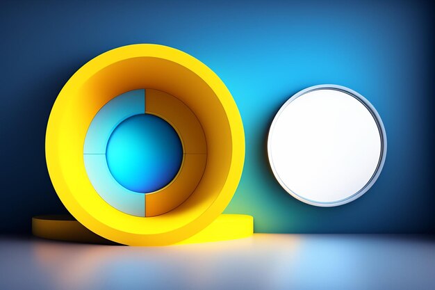 Un cerchio giallo con un cerchio blu e un cerchio blu con un cerchio bianco al centro.