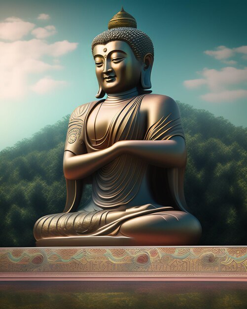 Un dipinto di un buddha con sopra le parole buddha