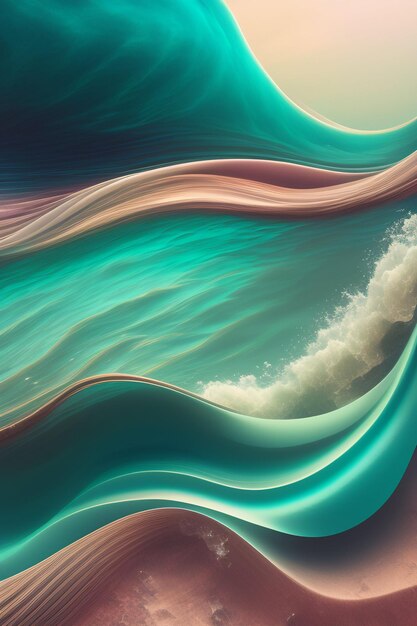 Un dipinto di un'onda con sopra la parola oceano