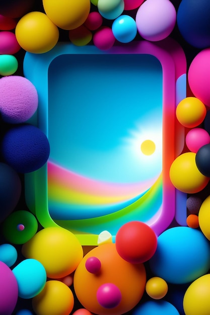 Un display colorato di un telefono con un arcobaleno e la parola telefono su di esso.