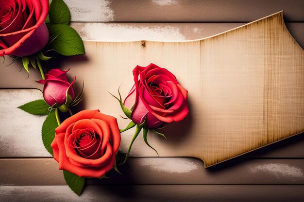Un foglio con sopra delle rose