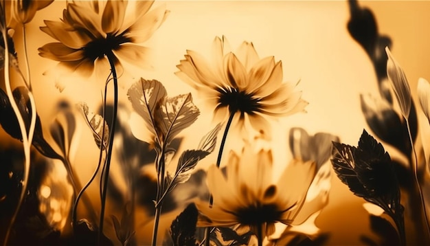 Un'immagine di fiori con il sole che splende su di loro