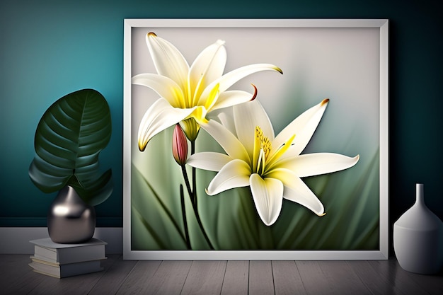 Un'immagine di un fiore su una parete