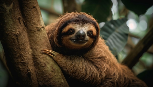 Un lemure seduto su un ramo dall'aspetto carino generato dall'intelligenza artificiale