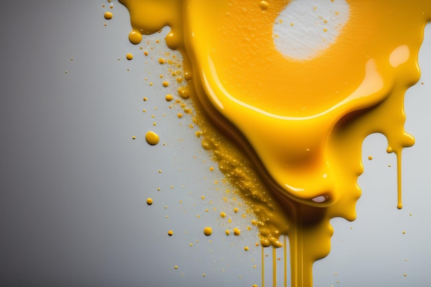 Un liquido giallo con sopra la scritta arancione