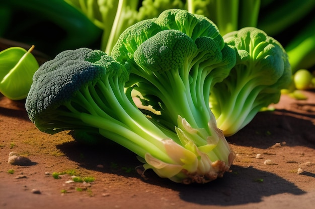 Un mucchio di broccoli su un tavolo