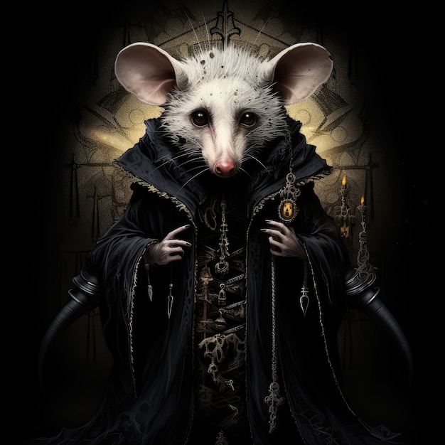 Un opossum fresco con i vestiti