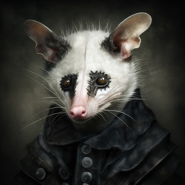Un opossum fresco con i vestiti